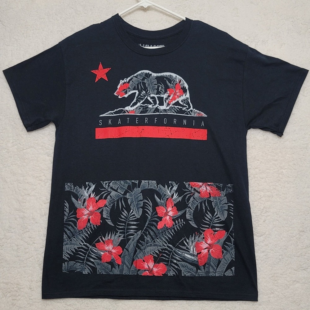 Tony Hawk T Shirt Mens Size L Skaterfornia Bear Graphic Tee Black